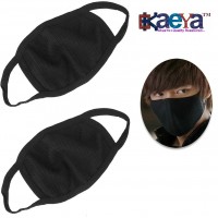 OkaeYa - Y66 Anti Pollution White Carbon Activated Cotton Half Face Adjustable Particulate Mask for Sun, Dust & Allergy Protection Foldable Face Mask - Black